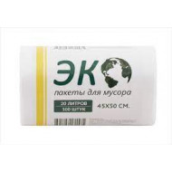 Пакеты д/мусора 020 л. (100шт) 07 мкм (45*50см)  Эко, белые