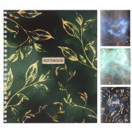 Блокнот А5 096л. спираль сбоку, клетка Gold Floral Pattern Полином ассорти
