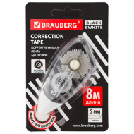 Корректор-ленточка Brauberg 5ммх08м корпус черный тонированный