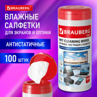 Салфетки чистящие для экранов всех типов и оптики Brauberg Топ (100 шт.)