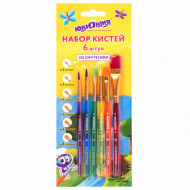 Кисточки набор 6 шт синтетика (круглые №2,3, плоские №4,5,6,8)