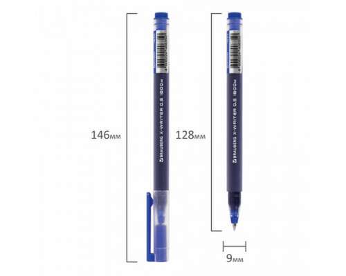 Ручка гелевая Brauberg X-Writer 1800 синяя 0,5 мм (увеличенная длина письма 1800 м)