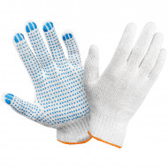 Перчатки рабочие х/б с точ. ПВХ покрытием, 6 ниток,7 класс белые
