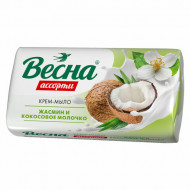 Весна мыло- крем туалетное 90 г Жасмин и кокосовое молочко нежная пена
