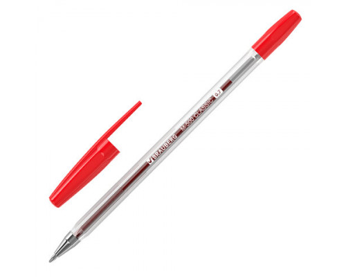 Ручка шариковая Brauberg M-500 Classic, красная, 0,7 мм