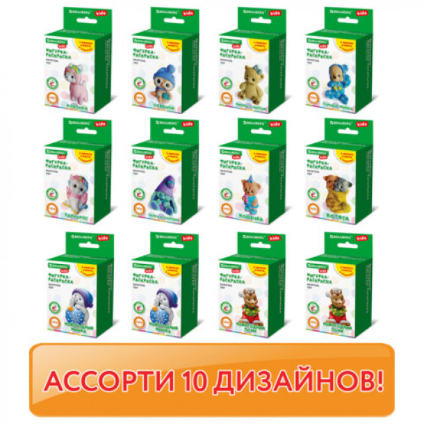 Фигурка из гипса с красками и кистью для росписи, ассорти, Brauberg KIDS