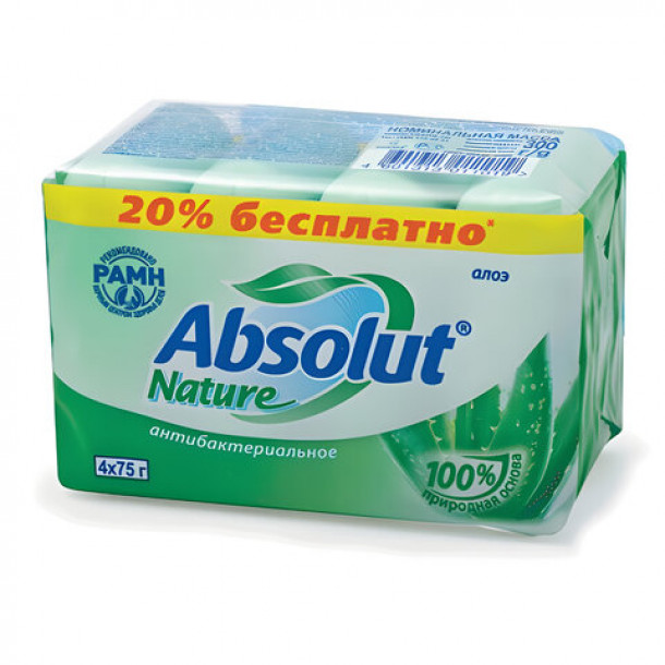 Мыло туалетное 300 г. Абсолют Алоэ (4 шт.х 75 г)