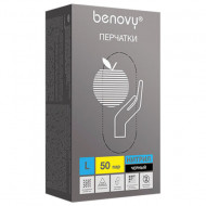 Перчатки нитриловые 50 пар (100 шт.), размер L (средний), черные Nitrile Chlorinated, Честный Зн,10%