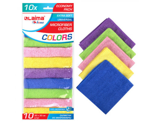 Салфетка из микрофибры универсальная Laima Home 30*30см, 180г/м2 (10шт)