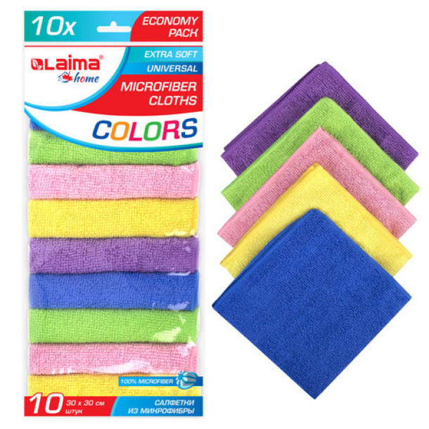 Салфетка из микрофибры универсальная Laima Home 30*30см, 180г/м2 (10шт)