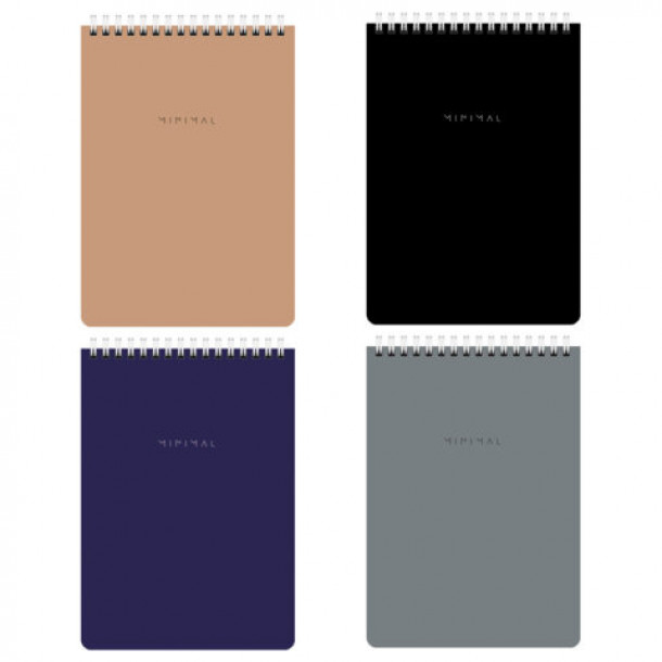 Блокнот А5 060л. Brauberg спираль сверху, картон, клетка, Minimal Classic