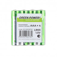 Green PowerLab Alkaline батарейки ААА LR03 (спайка 4шт)  (мизинчиковые)
