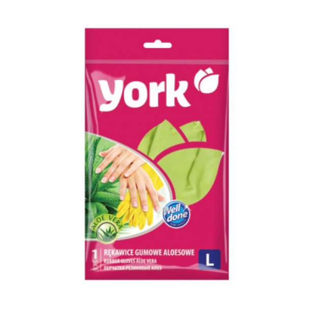 Перчатки хозяйственные York с Алоэ  (L-большие) хлопковое напыление
