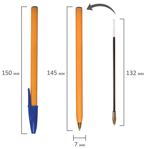 Ручка шариковая Staff Basic Orange BP-01 синяя 1,0 мм
