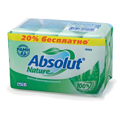 Мыло туалетное 300 г. Абсолют Алоэ (4 шт.х 75 г)