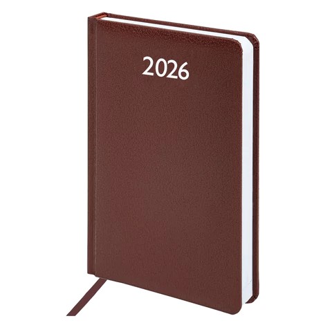 Ежедневник датированный 2026 А5 Brauberg Profile, под кожу, 168л, коричневый