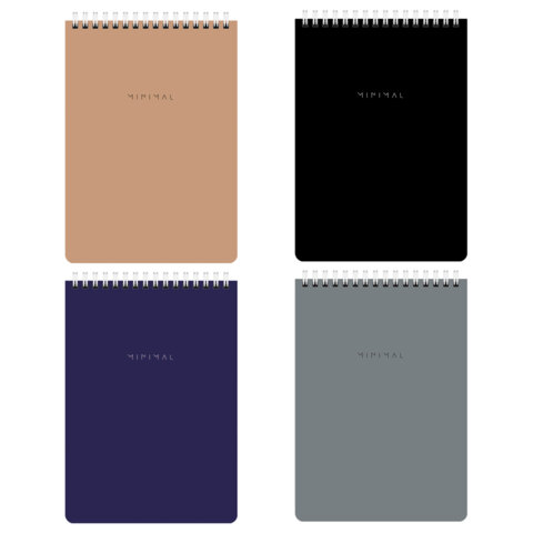 Блокнот А5 060л. Brauberg спираль сверху, картон, клетка, Minimal Classic