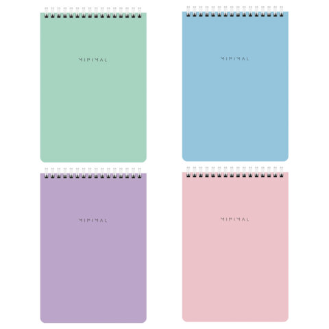 Блокнот А5 060л. Brauberg спираль сверху, картон, клетка, Minimal Pastel